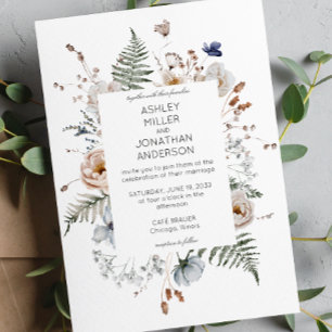 Elegant Modern Rustic Wildflower Wedding Invitation