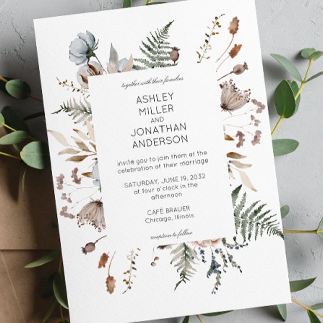 Elegant Modern Rustic Wildflower Wedding Invitation (Creator Uploaded)