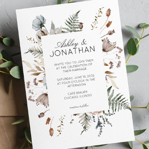 Elegant Modern Rustic Wildflower Wedding Invitation