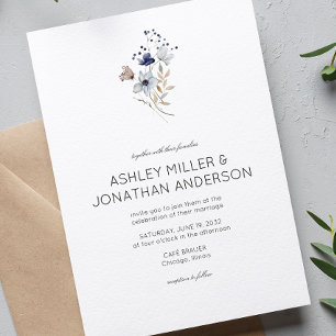 Elegant Modern Rustic Wildflower Wedding Invitation