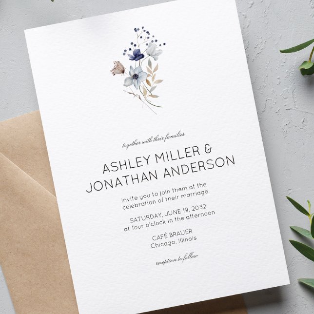 Elegant Modern Rustic Wildflower Wedding Invitation (Creator Uploaded)