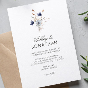 Elegant Modern Rustic Wildflower Wedding Invitation