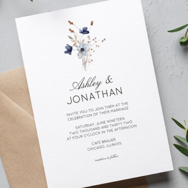 Elegant Modern Rustic Wildflower Wedding Invitation (Creator Uploaded)