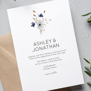 Elegant Modern Rustic Wildflower Wedding Invitation