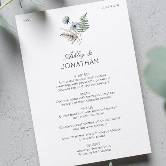 Elegant Modern Rustic Wildflower Wedding Menu (Creator Uploaded)