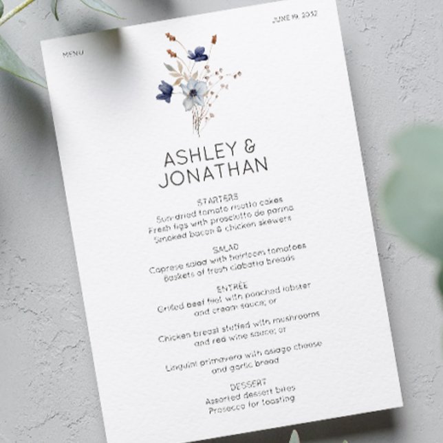 Elegant Modern Rustic Wildflower Wedding Menu (Creator Uploaded)