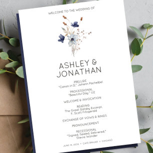 Elegant Modern Rustic Wildflower Wedding Program