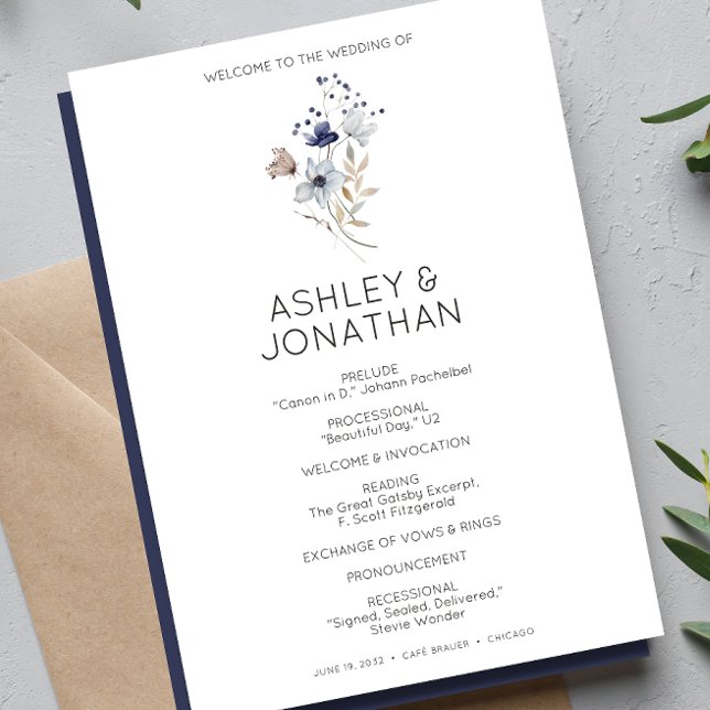 Elegant Modern Rustic Wildflower Wedding Program (Creator Uploaded)