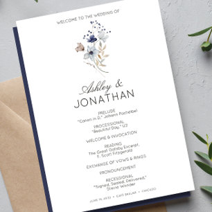 Elegant Modern Rustic Wildflower Wedding Program