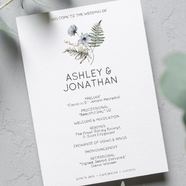 Elegant Modern Rustic Wildflower Wedding Program (Creator Uploaded)