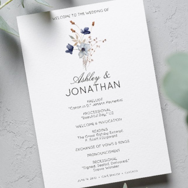 Elegant Modern Rustic Wildflower Wedding Program (Creator Uploaded)