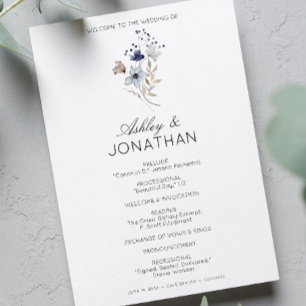 Elegant Modern Rustic Wildflower Wedding Program
