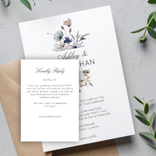 Elegant Modern Rustic Wildflower Wedding RSVP Card (Creator Uploaded)