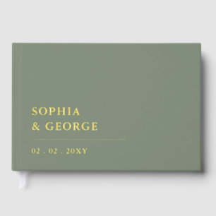 Elegant Modern Sage  and Gold Wedding Guest Book