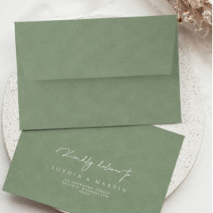 Elegant Modern Sage Colour RSVP Return Address Envelope