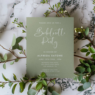Elegant modern Sage green Bachelorette Party Invitation