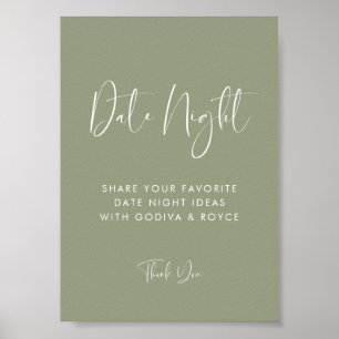 Elegant & Modern Sage Green Date night ideas sign