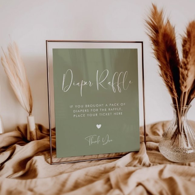 Elegant & Modern Sage Green Diaper Raffle sign (Creator Uploaded)