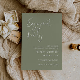 Elegant & modern Sage green Engagement party Invitation