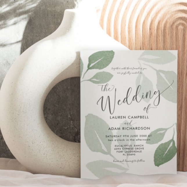 Elegant Modern Sage Green Foliage Wedding Invitation (Creator Uploaded)