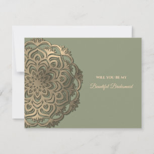 Elegant Modern Sage green gold bridesmaid proposal Invitation