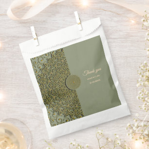 Elegant Modern Sage green & gold classic mandala F Favour Bag
