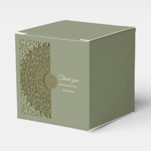 Elegant Modern Sage green & gold classic mandala Favour Box
