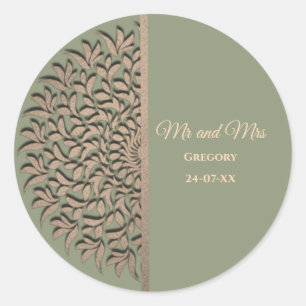 Elegant Modern Sage green & gold classic Round Sticker