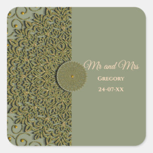 Elegant Modern Sage green & gold classic Square Sticker
