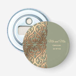 Elegant Modern Sage green & gold Faux Gold Luxury Bottle Opener