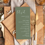 Elegant & modern sage green Let's eat wedding Menu<br><div class="desc">Let's eat! Wedding or reception party menu. A modern typography and a trendy sage green colour for your wedding stationery: choose this simple and elegant wedding suite. Fully customisable: you can change the background as well as the text colour as you like.</div>