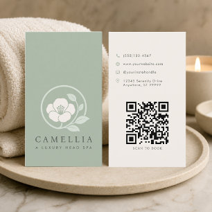 Elegant Modern Sage Green Luxury Spa Business Card