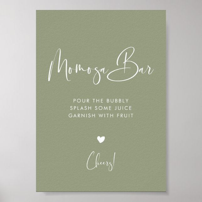 Elegant & Modern Sage Green Momosa bar sign (Front)
