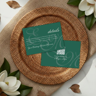 Elegant Modern Sage Green Monogram Wedding Enclosure Card