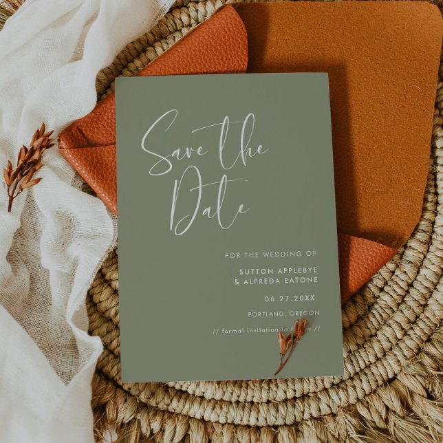 Elegant & modern sage green save the date (Creator Uploaded)