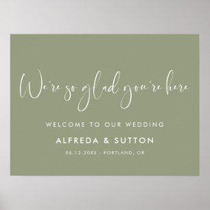 Elegant & Modern Sage Green So glad you're here Poster