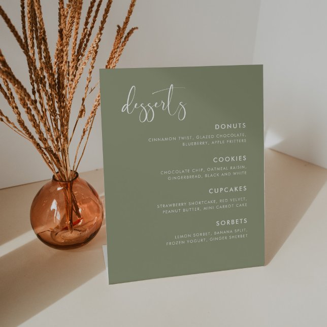 Elegant & Modern Sage Green Wedding Dessert Bar Pedestal Sign (Creator Uploaded)