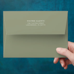 Elegant & modern sage green wedding envelope