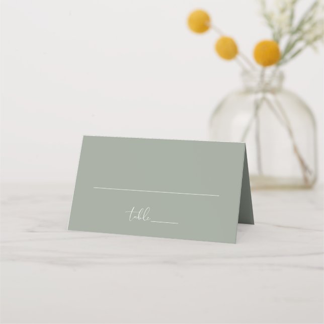 Elegant Modern Sage Green Wedding Folded Place Card (Front)