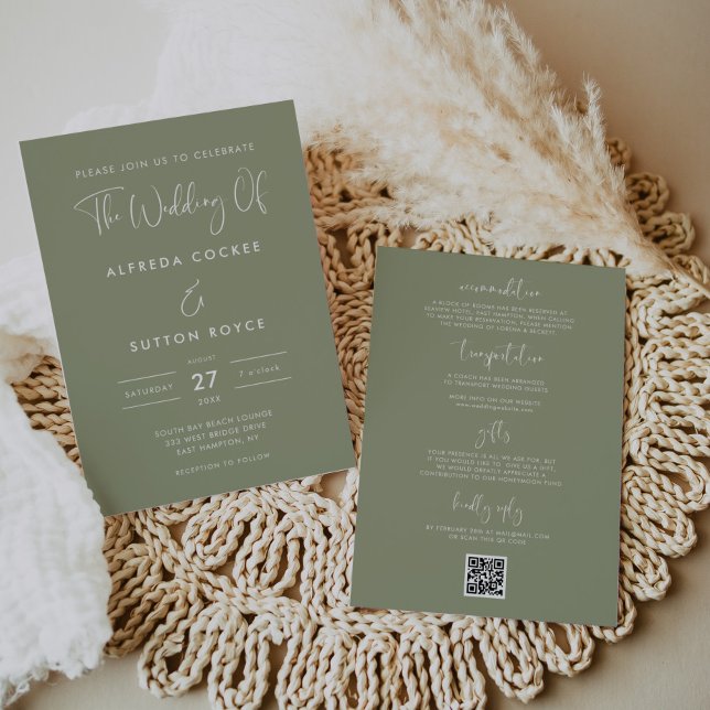 Elegant & Modern Sage Green wedding Invitation (Creator Uploaded)