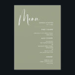 Elegant & modern Sage green wedding Menu<br><div class="desc">A modern typography and a trendy sage green colour for your wedding stationery: choose this simple and elegant wedding suite. Fully customisable: you can change the background as well as the text colour as you like.</div>