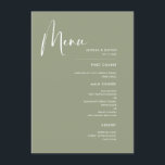 Elegant & modern Sage green wedding Menu<br><div class="desc">A modern typography and a trendy sage green colour for your wedding stationery: choose this simple and elegant wedding suite. Fully customisable: you can change the background as well as the text colour as you like.</div>