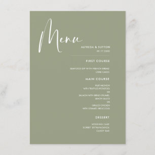 Elegant & modern Sage green wedding Menu