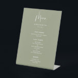 Elegant & modern Sage green wedding menu Pedestal Sign<br><div class="desc">A modern typography and a trendy sage green colour for your wedding stationery: choose this simple and elegant wedding suite. Fully customisable: you can change the background as well as the text colour as you like.</div>