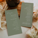 Elegant & modern sage green wedding program<br><div class="desc">A modern typography and a trendy sage green colour for your wedding stationery: choose this simple and elegant wedding suite. Fully customisable: you can change the background as well as the text colour as you like.</div>
