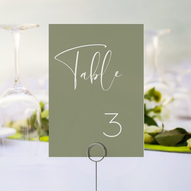 Elegant & modern sage green wedding table number (Creator Uploaded)