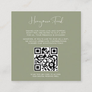 Elegant & modern Sage Honeymoon fund QR code Enclosure Card