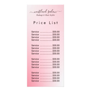 Elegant Modern Salon Price List Rack Card 