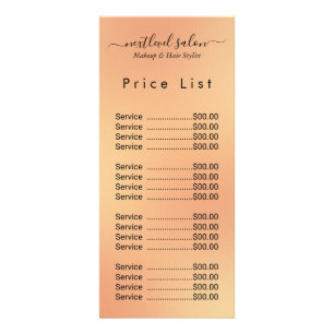 Elegant Modern Salon Price List Rack Card 