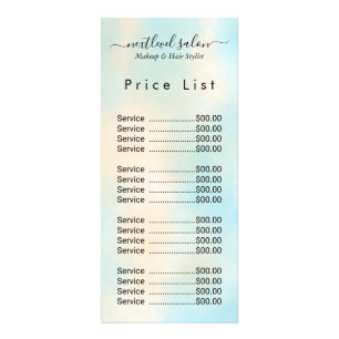 Elegant Modern Salon Price List Rack Card 